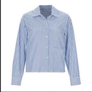 Cabi Stripe Crop Button Down.
